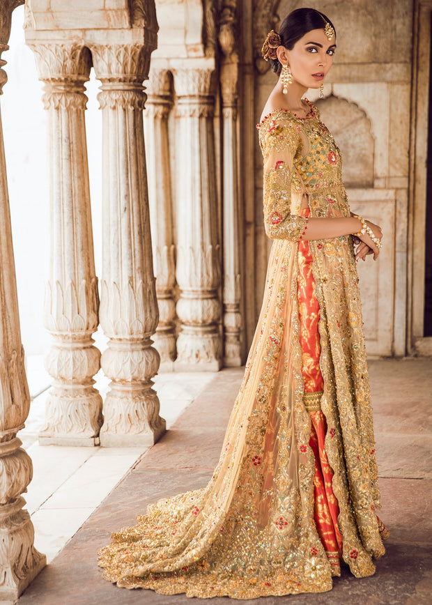 Pakistani Bridal Gharara Shirt  for Wedding Side Pose