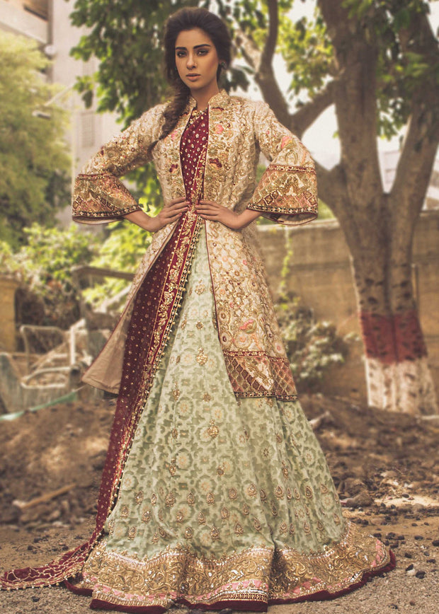 Pakistani Bridal Lehnga Choli with Jacket for Wedding