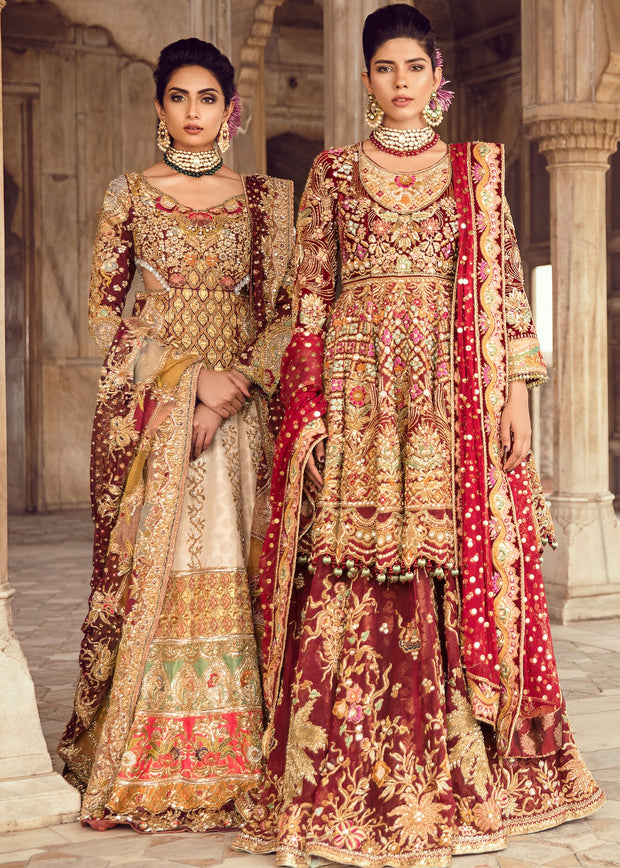 Pakistani Bridal Lehnga for Wedding in Deep Red Color Models