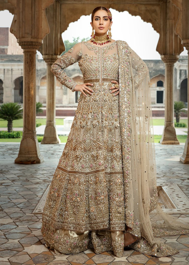 Pakistani Bridal Lehnga in Brown Color for Wedding