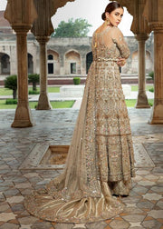 Pakistani Bridal Lehnga in Brown Color for Wedding Backside View