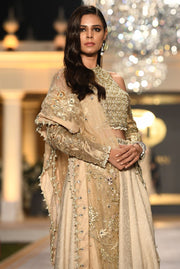Pakistani Bridal Lehnga in Gold Color for Wedding