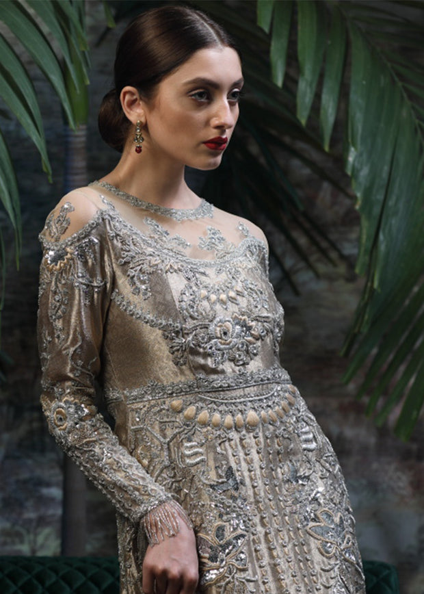 Pakistani Bridal Long Maxi Gown for Wedding Close Up