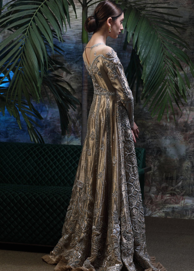 Pakistani Bridal Long Maxi Gown for Wedding Backside View