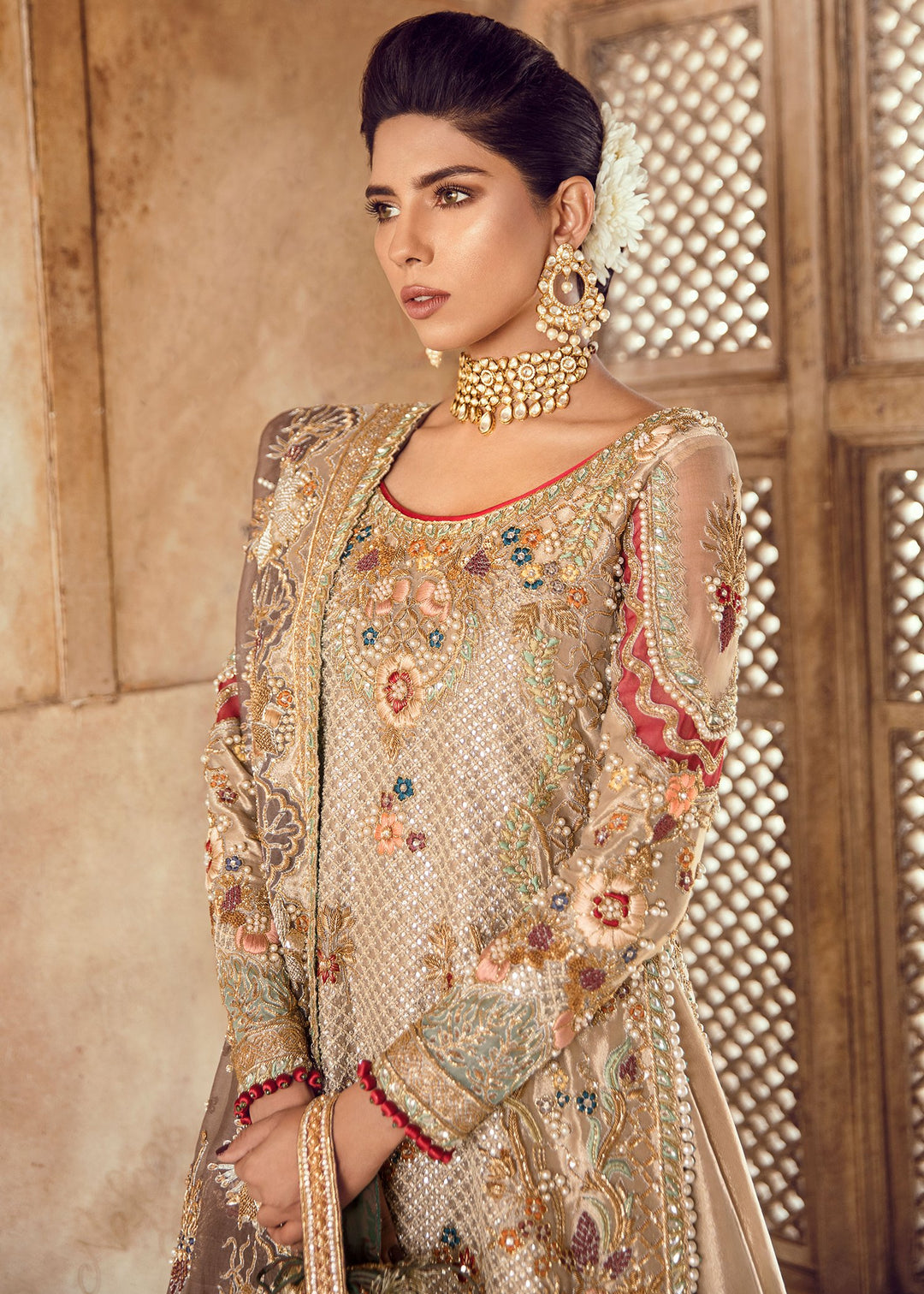Pakistani Bridal Long Shirt Lehnga for Wedding