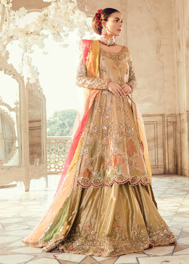 Pakistani Bridal Long Shirt Lehnga for Wedding Overall Look