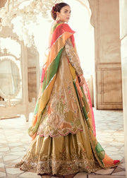 Pakistani Bridal Long Shirt Lehnga for Wedding Backside View
