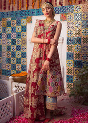 Pakistani Bridal Pashwaz in Red Color for Wedding Front Look