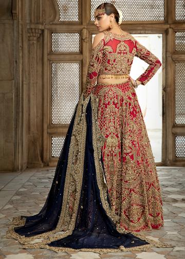 Pakistani Bridal Red Lehnga Choli for Wedding Backside