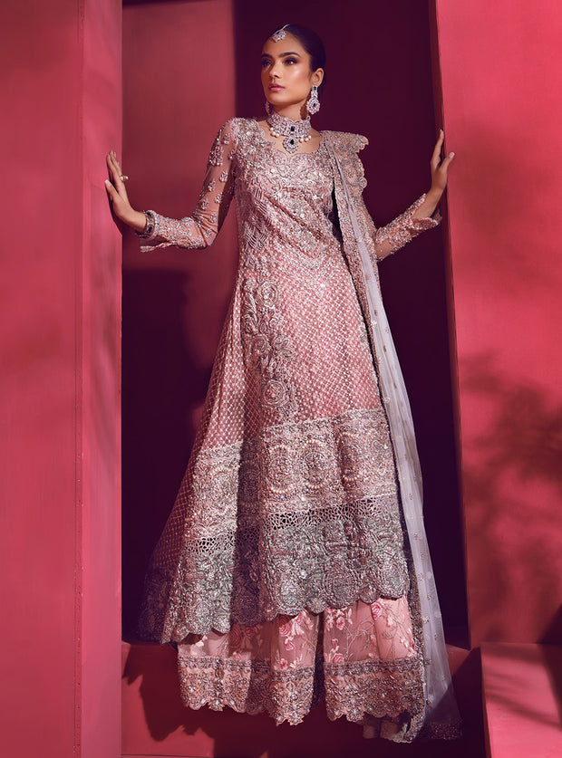 Pakistani Bridal Sharara for Wedding in Pink Color