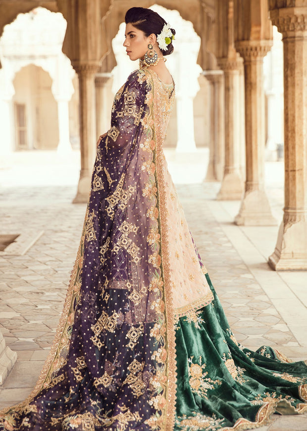 Pakistani Bridal Trail Lehnga for Wedding Backside View