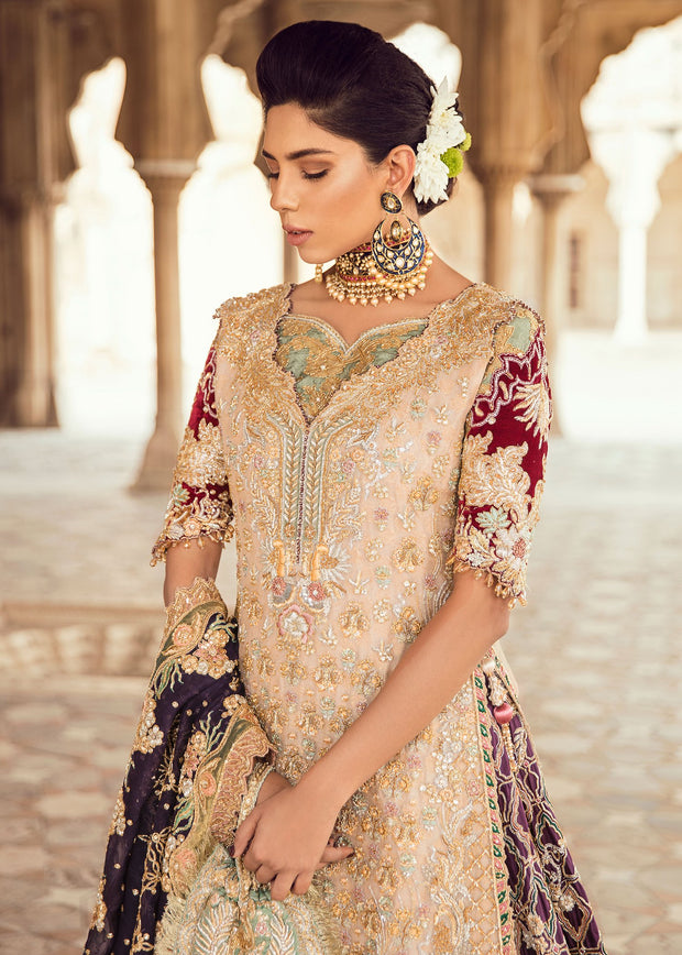 Pakistani Bridal Trail Lehnga for Wedding Closeup