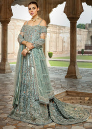 Pakistani Bridal Turquoise Lehnga for Wedding 