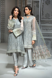 Pakistani Chiffon Party Wear in Grey Color Models