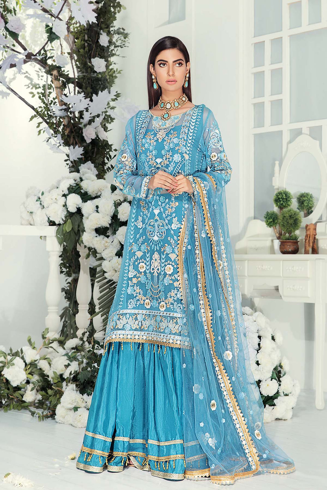 Pakistani Designer Chiffon Dress Gharara Shirt