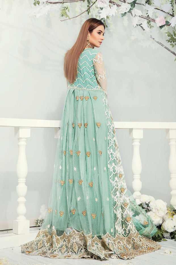 Pakistani Designer Dress in Turquoise Color Backside View