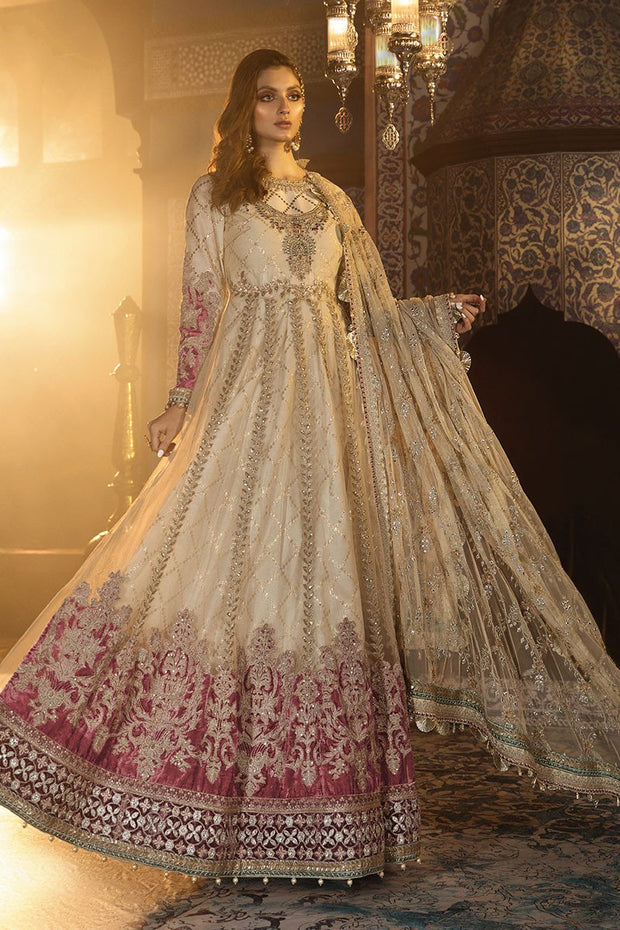 Pakistani Designer Dresses Anarkali Frock in Gold Color