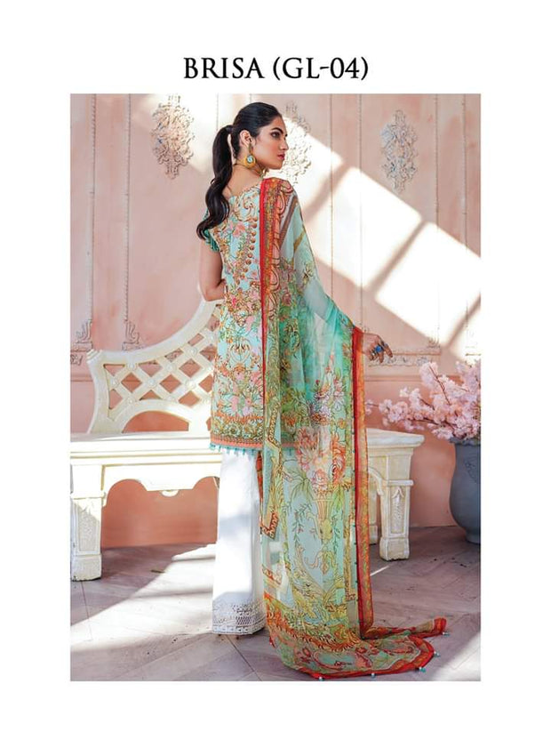 Pakistani Designer Lawn Dress in Mint Green Backside