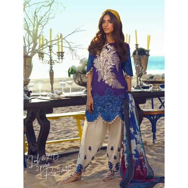 Pakistani Designer Lawn Dress with Embroidery