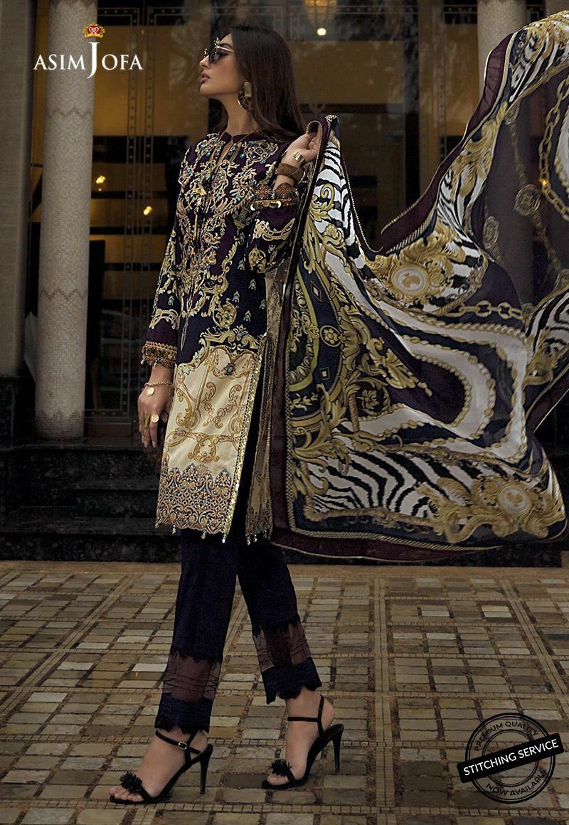 Pakistani Designer Lawn Outfit in Black Color