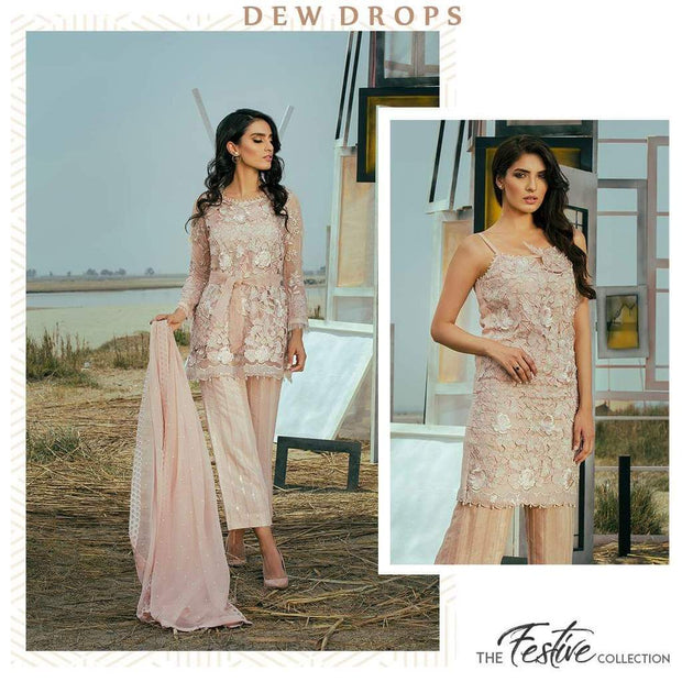 Pakistani Designer lawn DressThree D Flowers,Sequance,Pearls