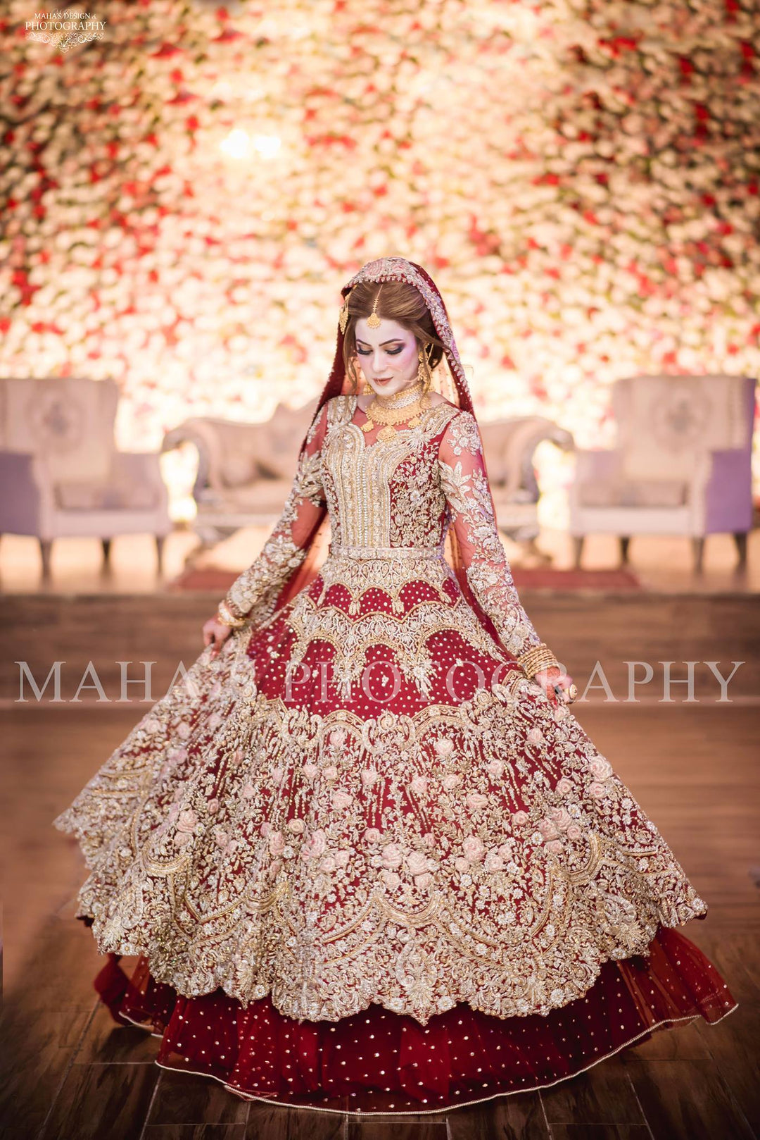 Dulhan Bridal Dress In Beutifull Maronish Red Color Model B 1790
