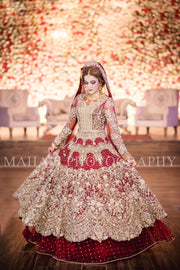 Dulhan Bridal Dress In Beutifull Maronish Red Color Model# B 1790