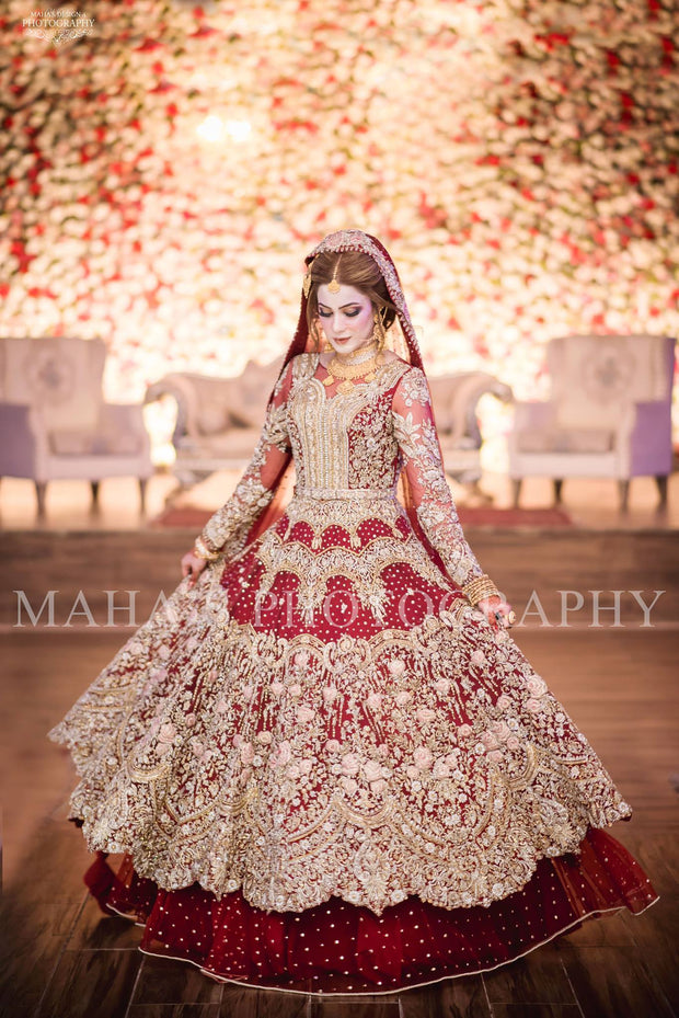 Dulhan Bridal Dress In Beutifull Maronish Red Color Model B 1790