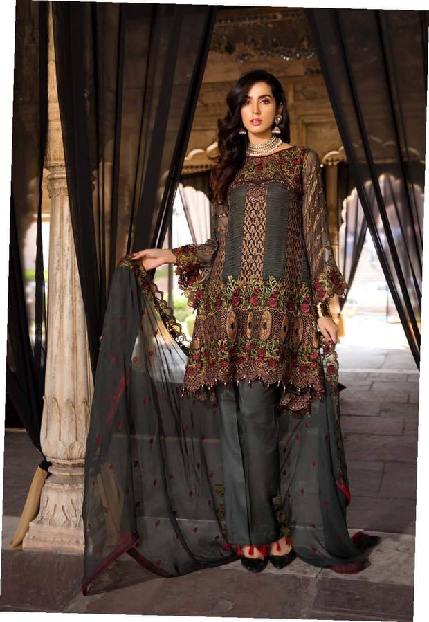 Pakistani Emerald Green Chiffon Colour Festive Wear 2019