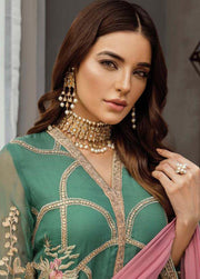 Pakistani Formal Dress in Green Color Neckline View