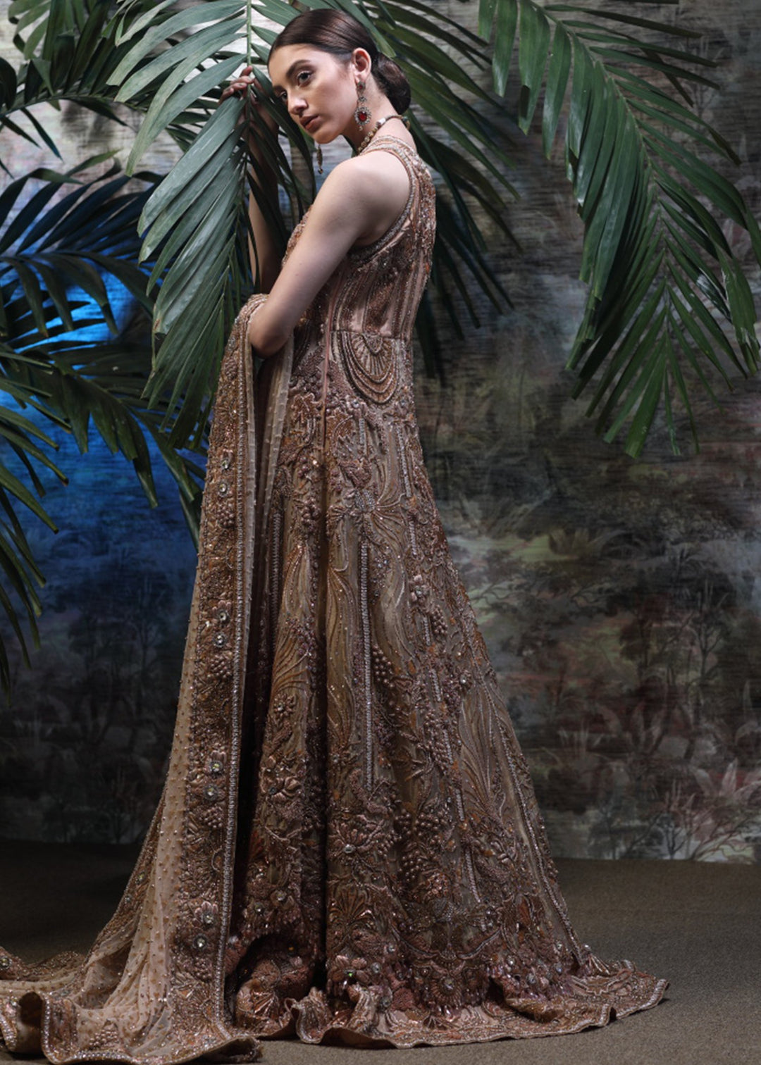Pakistani Heavy Bridal Dress for Wedding Backside View