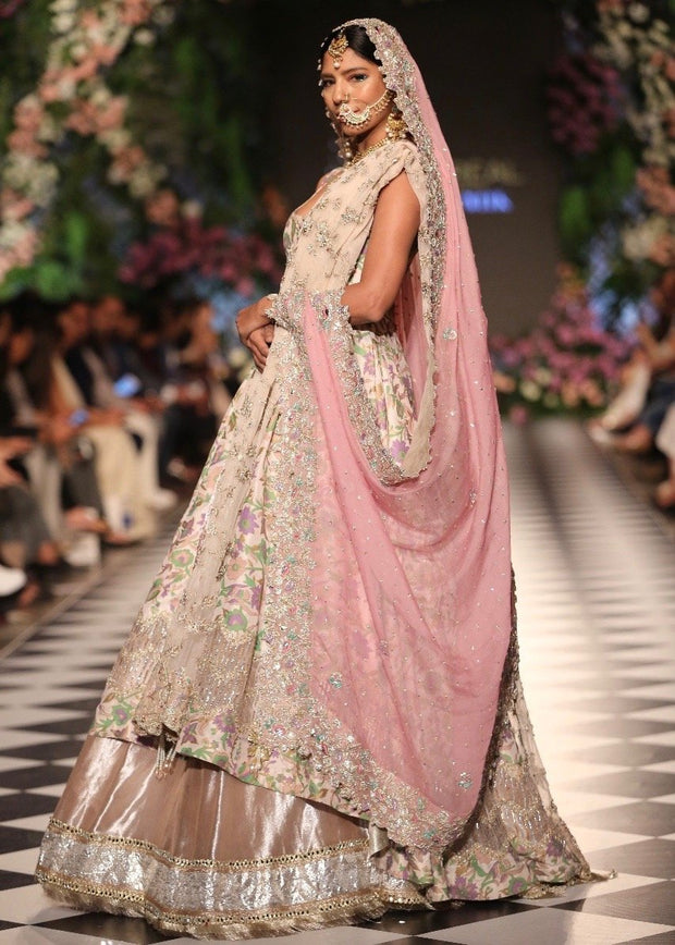 Pakistani Heavy Bridal Frock Lehnga for Wedding Side Pose