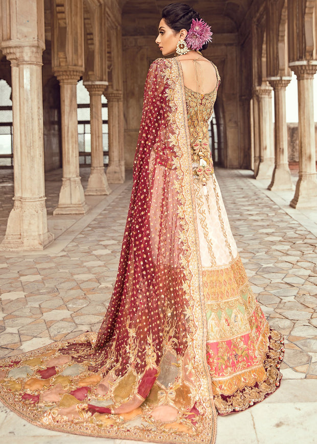 Pakistani Heavy Bridal Lehnga for Wedding Backside View
