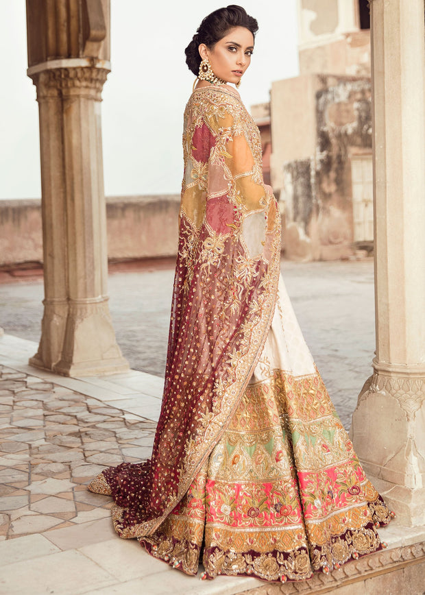 Pakistani Heavy Bridal Lehnga for Wedding Side Pose