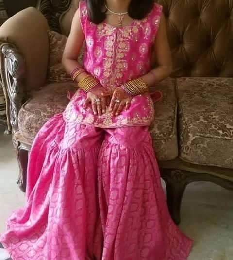 Pakistani Kids Gharara In Pink | Gota & Ribbon Work