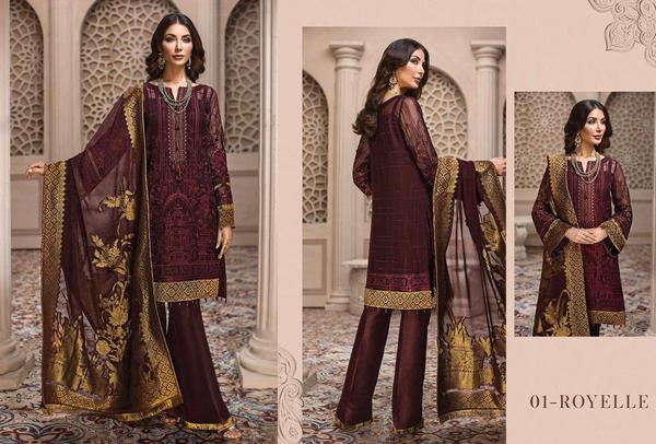 Pakistani Latest Burgundy Color Chiffon Festive Wear # C1923