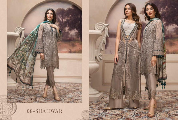 Pakistani Latest Chiffon Dress Gray Chiffon Festive Wear