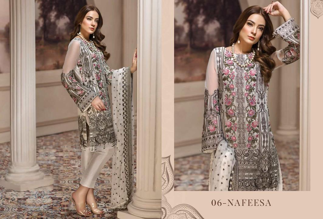 Pakistani Latest Chiffon Dress Pearl white Festive Wear