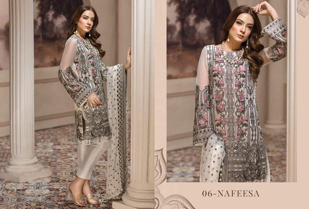 Pakistani Latest Chiffon Dress Pearl white Festive Wear