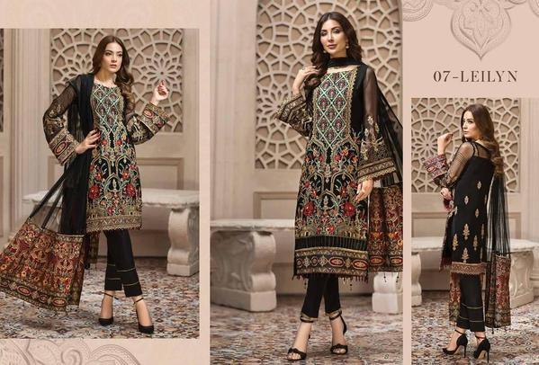 Pakistani Latest Jet Black Color Chiffon Festive Wear 2019