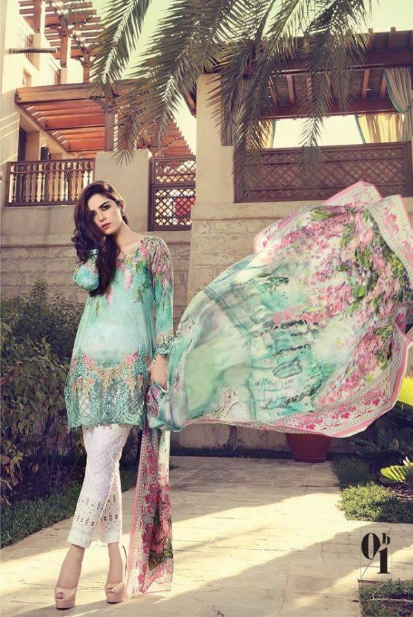 Pakistani Lawn Dress Chiffon Dopatta Maria B in USA