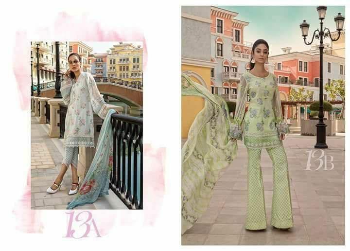Pakistani Lawn dress with Chiffon Sleeves and Dupatta