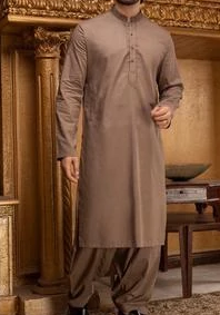 Pakistani Mens Wear Suit Neck Thread work Embroidery 