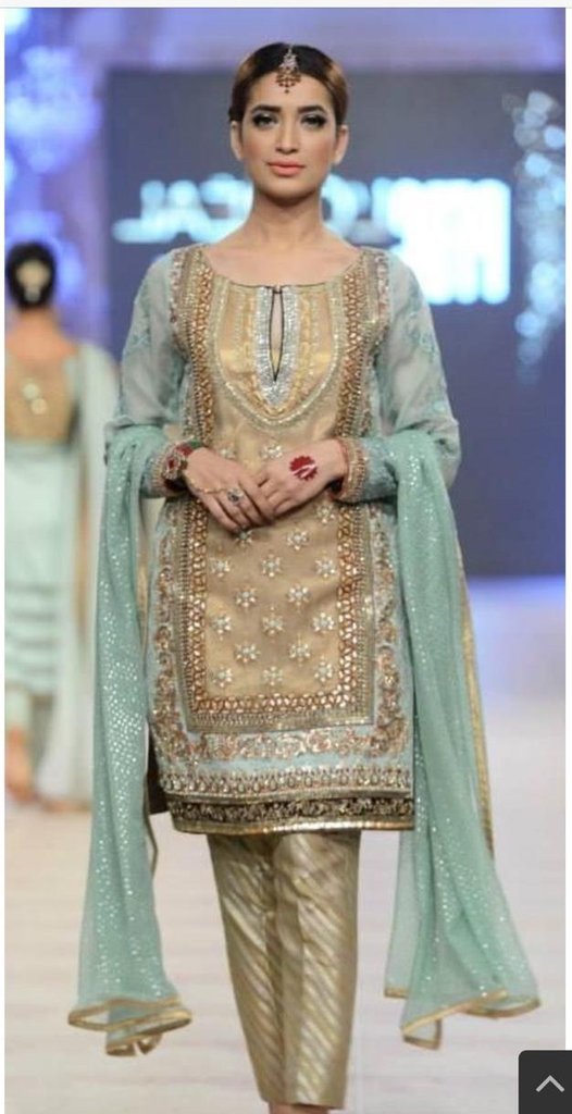 Pakistani Party Dress Dabka Nagh Zari Crystals