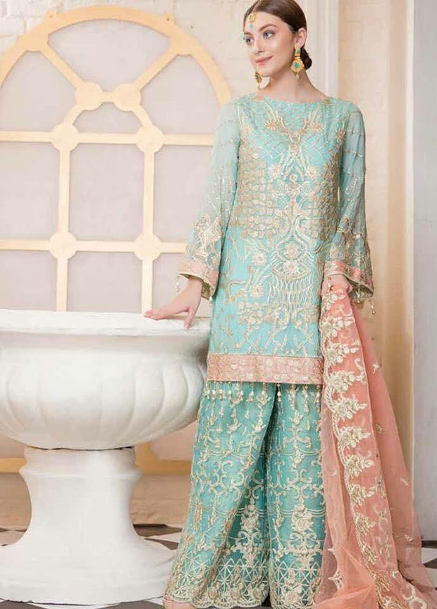 Pakistani Party Wear Dress | Tilla Embroidery & Sequence