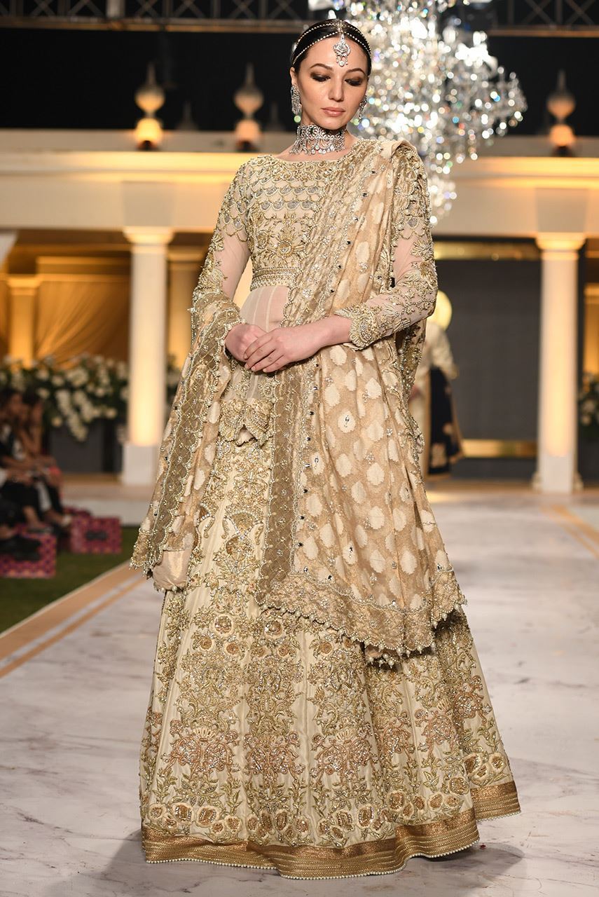 Pakistani Short Peplum Lehnga for Wedding Model Walk