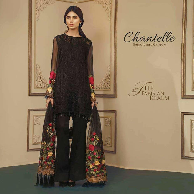 Pakistani Top Designer  Jazmin Chiffon Dress Thread Work