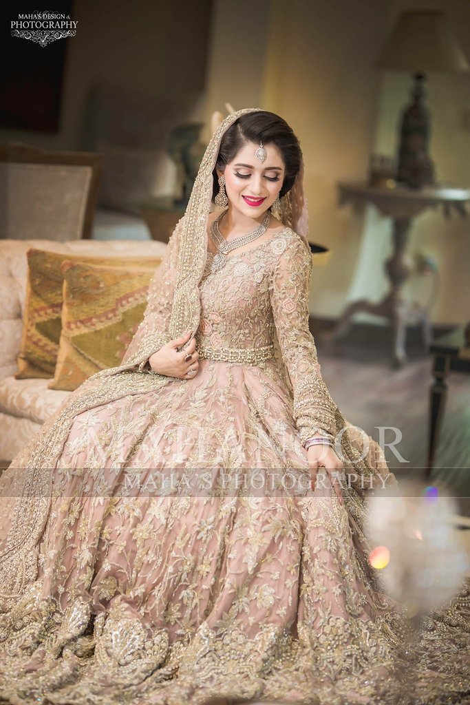 Pakistani Walima Bridal Dress In Pastel Pink Color Model B 1658