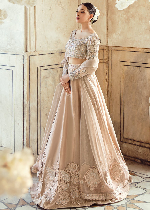 Pakistani Wedding Bridal Lehnga Dress in Ice Pink Color Front Look