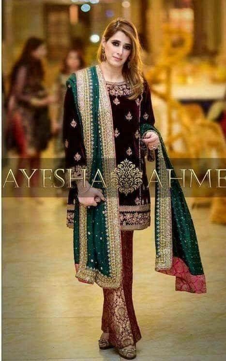 Pakistani Wedding Party Dress Dabka Nagh Pearls & Sequence